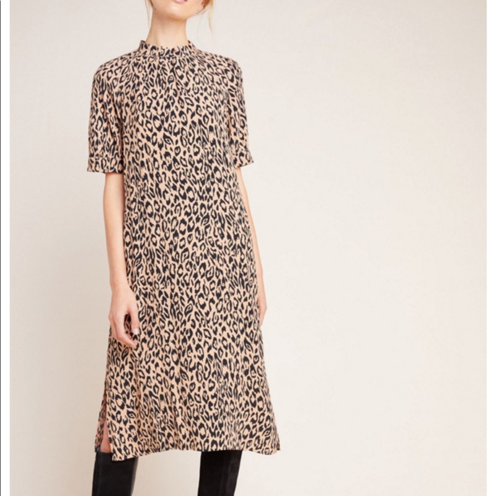 McKenzie Mock Neck Leopard Tunic Dress